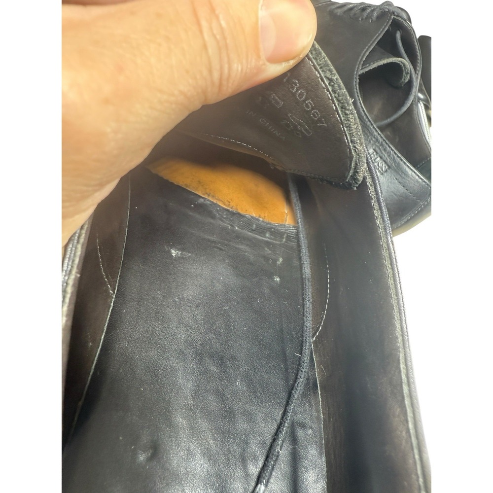 Hugo Boss Dress Shoe Size 9 Men's Embossed Logo Black Leather Lace Up Apron Toe - Picture 13 of 14